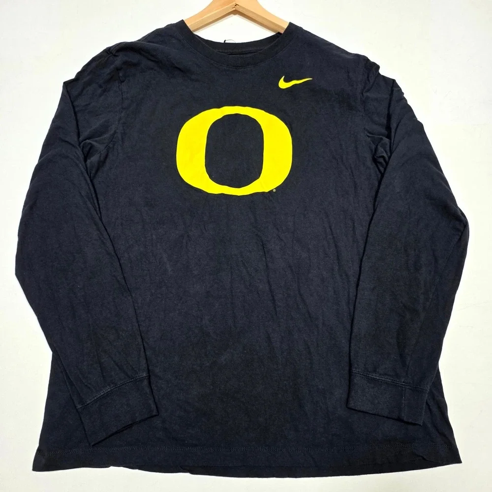 Nike Oregon Ducks Shirt Mens XL Black Long Sleeve Logo NCAA Football Fan Gear